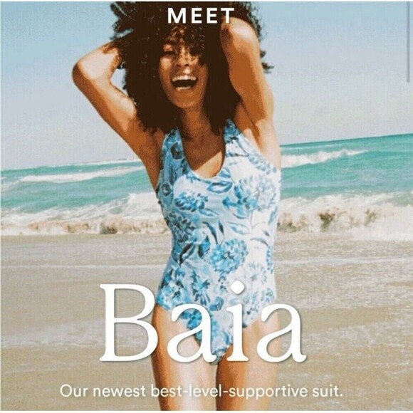 Andie Swim Sz Small The Baia One Piece Swimsuit Bathing Suit Floral Print Blue - Picture 2 of 6